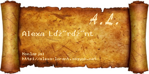 Alexa Lóránt névjegykártya
